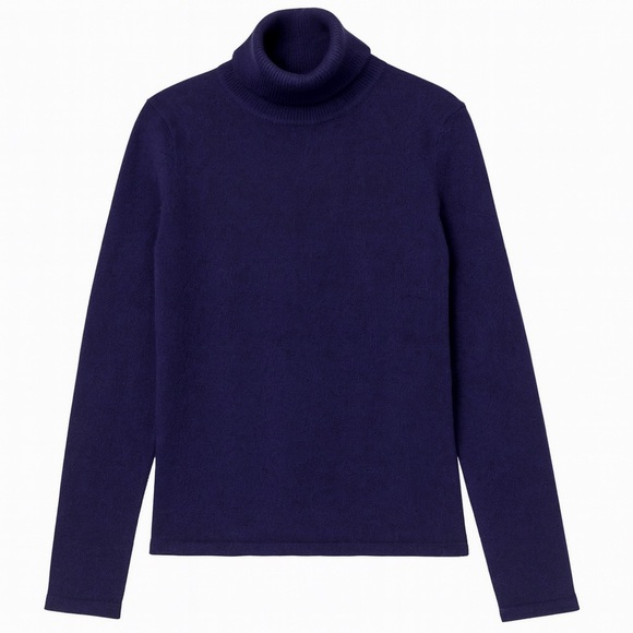 NWT Lord & Taylor Cashmere Turtleneck Sweater Navy Blue Luxe Knit Size Medium - Picture 1 of 5